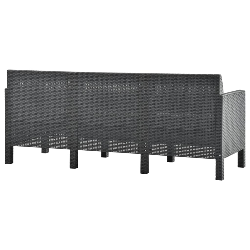 Afuera Living Contemporary Rattan Standard Sofa in Anthracite/Gray