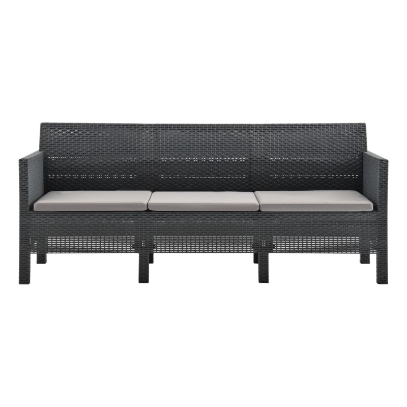 Afuera Living Contemporary Rattan Standard Sofa in Anthracite/Gray