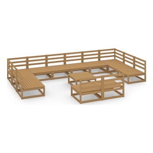 Afuera Living 13 Piece Wood Large Garden Lounge Set in Brown
