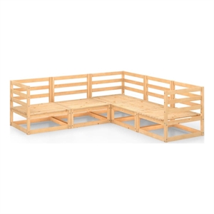 Afuera Living Contemporary 5 Piece Wood Garden Lounge Set in Natural