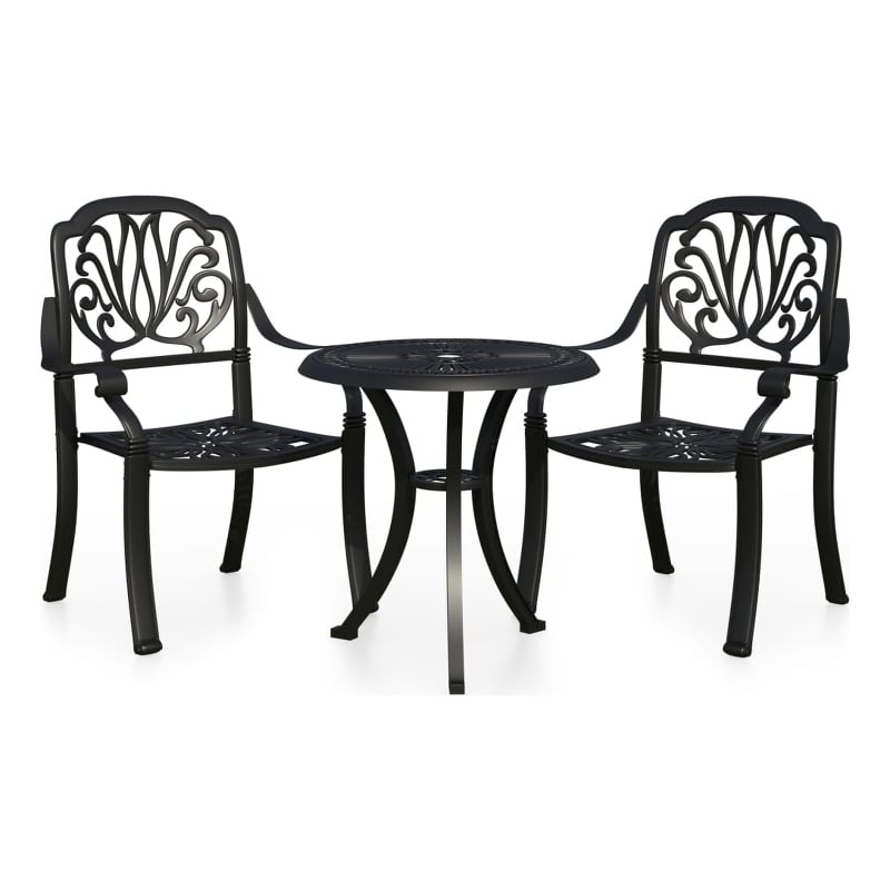 Afuera Living Contemporary 3 Piece Aluminum Medium Bistro Set in Black