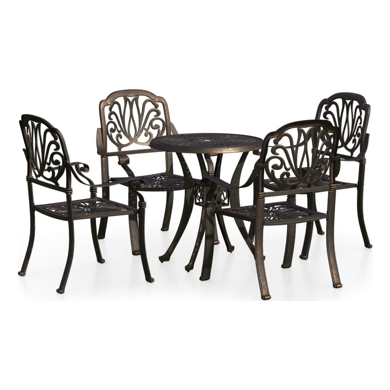 Afuera Living Contemporary 5 Piece Aluminum Medium Bistro Set in Bronze