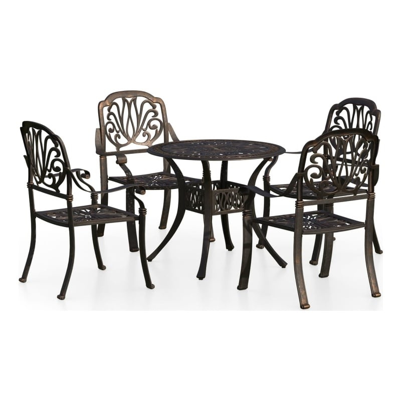 Afuera Living Contemporary 5 Piece Aluminum Medium Bistro Set in Bronze