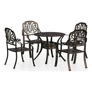 Afuera Living Contemporary 5 Piece Aluminum Medium Bistro Set in Bronze