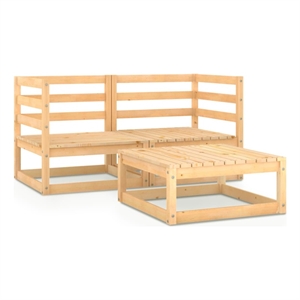Afuera Living Contemporary 3 Piece Wood Garden Lounge Set in Natural