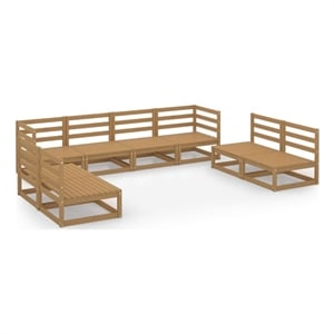 Afuera Living Contemporary 8 Piece Wood Large Garden Lounge Set in Brown