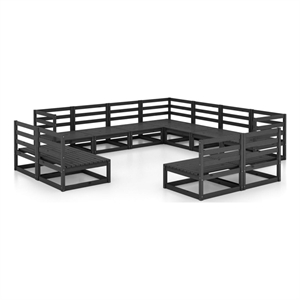 Afuera Living 11 Piece Wood Large Garden Lounge Set in Black