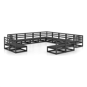 Afuera Living 13 Piece Wood Small Garden Lounge Set in Black