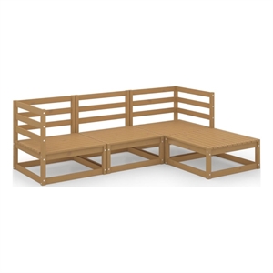 Afuera Living Contemporary Durable Wood Garden Lounge Set in Brown
