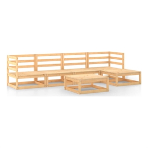 Afuera Living 6 Piece Wood Large Garden Lounge Set in Natural