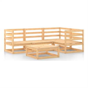 Afuera Living 5 Piece Wood Small Garden Lounge Set in Natural