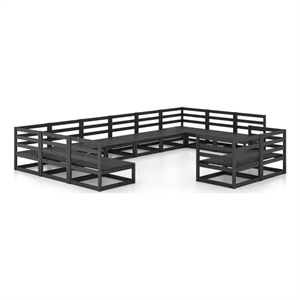 Afuera Living 12 Piece Wood Large Garden Lounge Set in Black