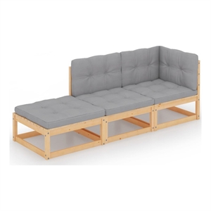 Afuera Living Contemporary 3 Piece Solid Pine Wood Garden Lounge Set