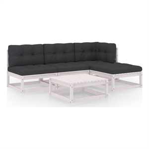 Afuera Living Contemporary 5 Piece Wood Garden Lounge Set in White