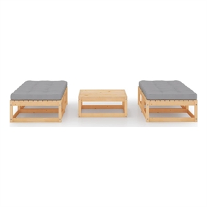 Afuera Living Contemporary Durable 5 Piece Wood Lounge Set in Gray