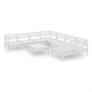 Afuera Living Contemporary 9 Piece Wood Garden Lounge Set in White