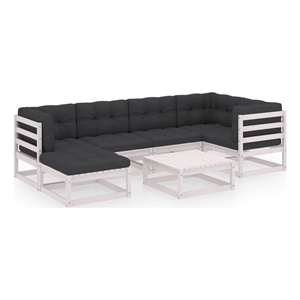 Afuera Living 7 Piece Wood Garden Lounge Set in White/Anthracite