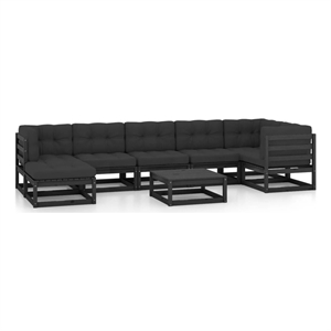 Afuera Living 8 Piece Wood Garden Lounge Set in Black/Anthracite