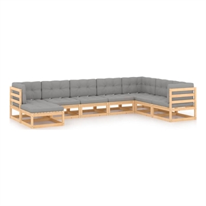 Afuera Living 8 Piece Wood Garden Lounge Set in Gray/Natural