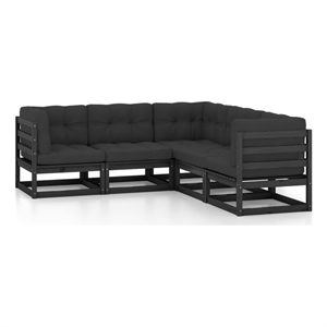 Afuera Living 5 Piece Wood Medium Garden Lounge Set in Black