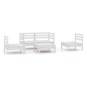 Afuera Living 5 Piece Wood Medium Garden Lounge Set in White