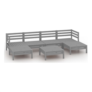 Afuera Living Contemporary Wood Large Garden Lounge Set in Gray