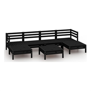 Afuera Living 7 Piece Wood Standard Garden Lounge Set in Black