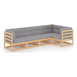 Afuera Living 5 Piece Wood Garden Lounge Set in Gray/Natural