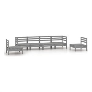 Afuera Living Contemporary 6 Piece Wood Medium Garden Lounge Set in Gray