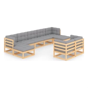 Afuera Living 9 Piece Wood Garden Lounge Set in Gray/Natural