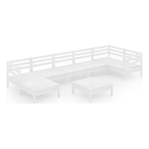 Afuera Living Contemporary 8 Piece Wood Large Garden Lounge Set in White