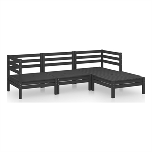 Afuera Living Contemporary 4 Piece Wood Garden Lounge Set in Black