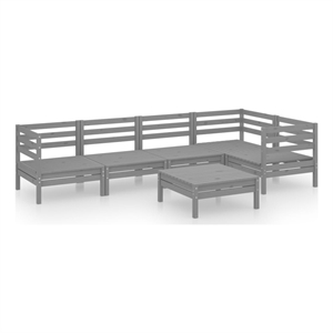 Afuera Living Contemporary 6 Piece Wood Garden Lounge Set in Gray