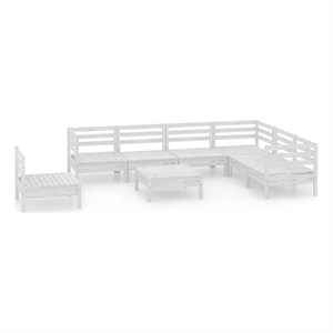 Afuera Living Contemporary 8 Piece Wood Large Garden Lounge Set in White