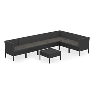 Afuera Living Contemporary 8 Piece Steel Garden Lounge Set in Black