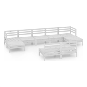 Afuera Living Contemporary 9 Piece Wood Large Garden Lounge Set in White