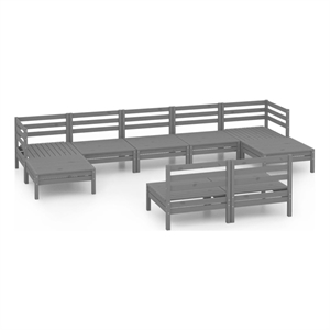Afuera Living Contemporary 9 Piece Wood Large Garden Lounge Set in Gray