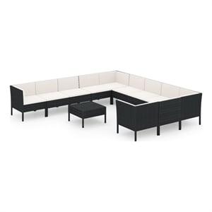 Afuera Living 12 Piece Steel Large Garden Lounge Set in Black/Cream