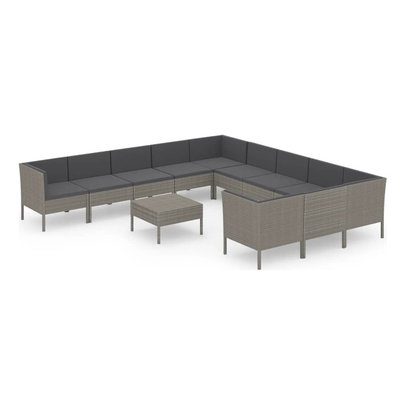Afuera Living 12 Piece Poly Rattan Small Garden Lounge Set in Gray