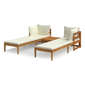 Afuera Living 3 Piece Solid Acacia Wood Garden Lounge Set in White/Cream