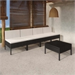 Afuera Living 5 Piece Poly Rattan Small Garden Lounge Set in Black