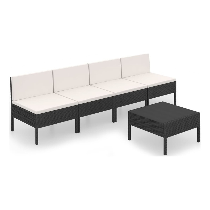 Afuera Living 5 Piece Poly Rattan Small Garden Lounge Set in Black