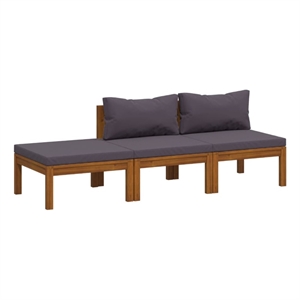 Afuera Living Contemporary Solid Acacia Wood Medium Lounge Set in Gray