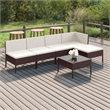 Afuera Living 6 Piece Poly Rattan Small Garden Lounge Set in Brown/Cream