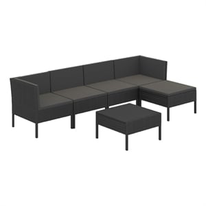 Afuera Living Contemporary 6 Piece Steel Garden Lounge Set in Black