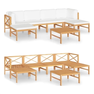 Afuera Living Contemporary 7 Piece Wood Garden Lounge Set in Cream