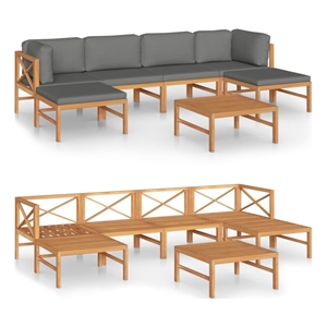 Afuera Living Contemporary 7 Piece Wood Garden Lounge Set in Gray