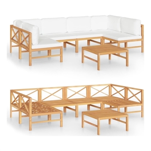 Afuera Living Contemporary 7 Piece Wood Garden Lounge Set in Cream