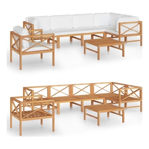 Afuera Living Contemporary 7 Piece Wood Garden Lounge Set in Cream