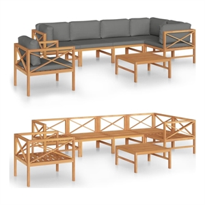 Afuera Living Contemporary 7 Piece Wood Garden Lounge Set in Gray